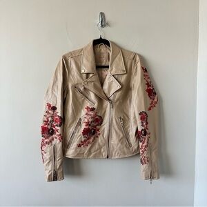 Anthropologie-BLANKNYC Faux Wildflower Vegan Leather Moto Jacket (Size: Medium)
